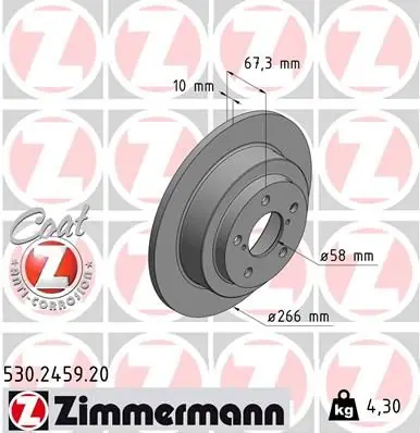 ZIMMERMANN Bremsscheibe (530.2459.20) KFZ-7092457 Finale Aktion