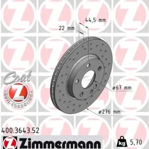 ZIMMERMANN Bremsscheibe (400.3643.52) KFZ-7101551 Günstig