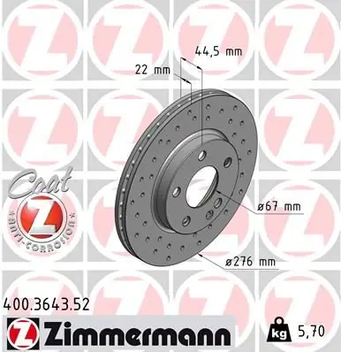 ZIMMERMANN Bremsscheibe (400.3643.52) KFZ-7101551 Günstig