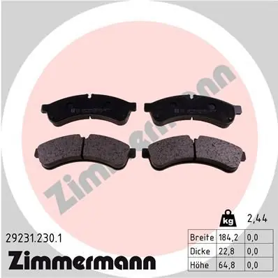 ZIMMERMANN Bremsbelagsatz, Scheibenbremse (29231.230.1) KFZ-6886282 Heißes Angebot